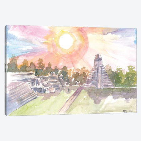 Tikal Guatemala Mayan Ruins With Sunset Canvas Print #MMB724} by Markus & Martina Bleichner Canvas Art Print