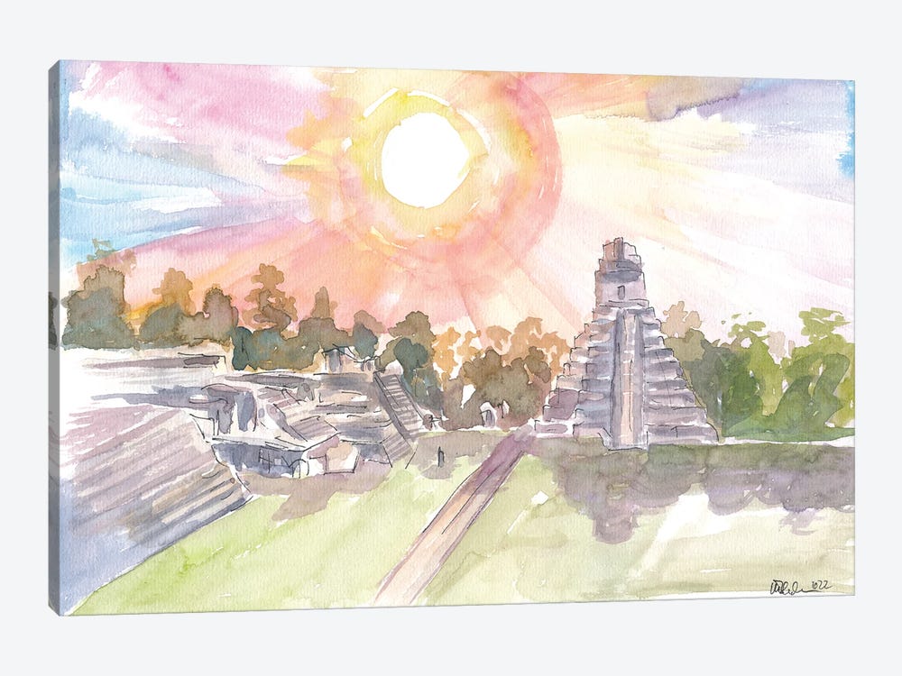 Tikal Guatemala Mayan Ruins With Sunset by Markus & Martina Bleichner 1-piece Canvas Artwork