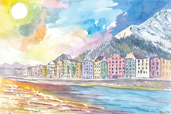 Markus & Martina Bleichner: Innsbruck Tyrol Austria Houses With River Inn And Nordkette by Markus & Martina Bleichner