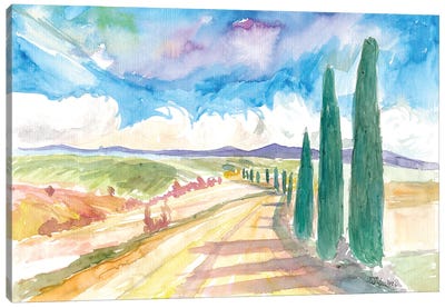Rustic Tuscany Roads To Wineries And Country Manors Canvas Art Print - Vineyard Art
