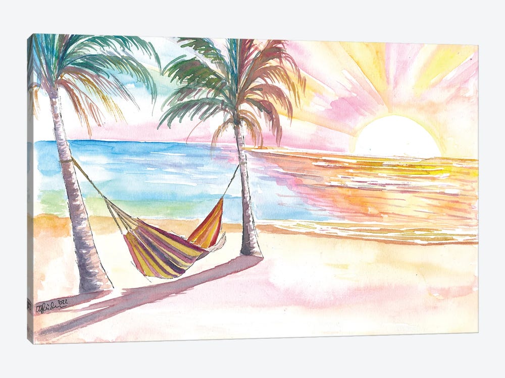 Lazy Tropical Hammock In Palm Shadow With Ocean Sounds by Markus & Martina Bleichner 1-piece Canvas Artwork