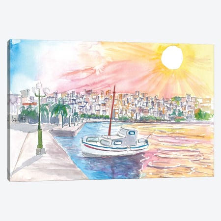 Sitia Mediterranean Harbour Scene In Crete Greece Canvas Print #MMB735} by Markus & Martina Bleichner Canvas Artwork