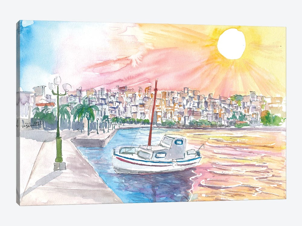 Sitia Mediterranean Harbour Scene In Crete Greece by Markus & Martina Bleichner 1-piece Canvas Artwork