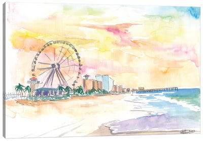 Myrtle Beach South Carolina Sunrise At The Beach Canvas Art Print - Amusement Park Art