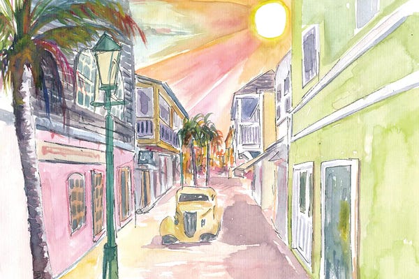 Markus & Martina Bleichner: Philipsburg St Maarten Dutch Caribbean Street Walking Scene by Markus & Martina Bleichner