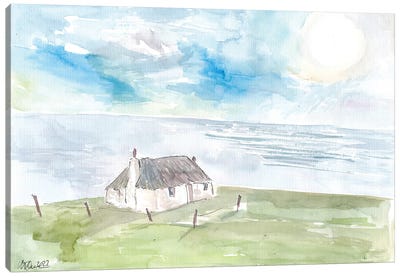 Romantic Remote Coastal Cottage In Connemara Ireland Canvas Art Print - Ireland Art