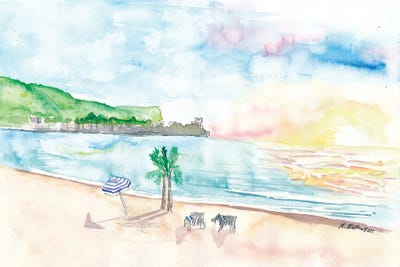 French Riviera Beach Scene Near Beaulieu-Sur-Mer by Markus & Martina Bleichner framed canvas print