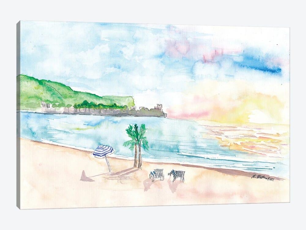 French Riviera Beach Scene Near Beaulieu-Sur-Mer by Markus & Martina Bleichner 1-piece Art Print