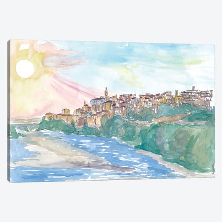 Ventimiglia Liguria Italy Panorama With Roia River Canvas Print #MMB745} by Markus & Martina Bleichner Canvas Print