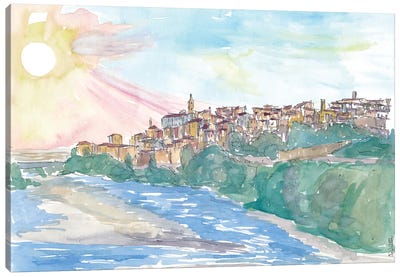 Ventimiglia Liguria Italy Panorama With Roia River Canvas Art Print