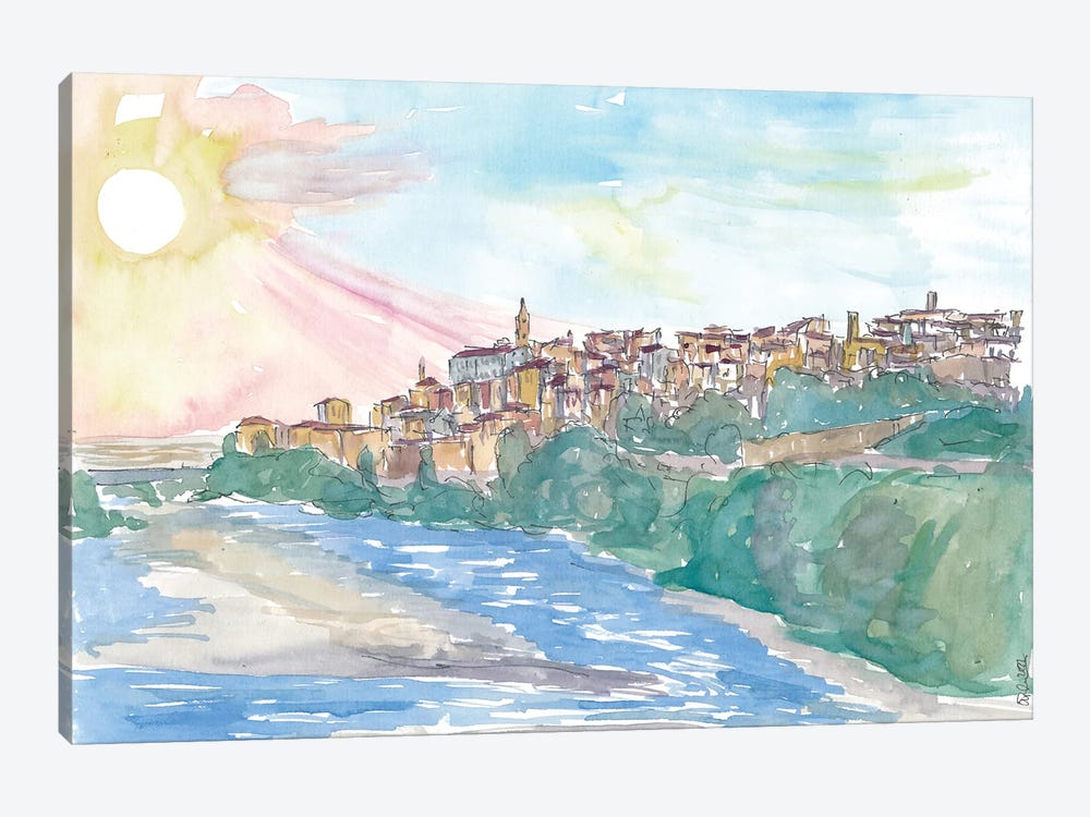 Ventimiglia Liguria Italy Panorama With Roia River by Markus & Martina Bleichner 1-piece Canvas Art Print