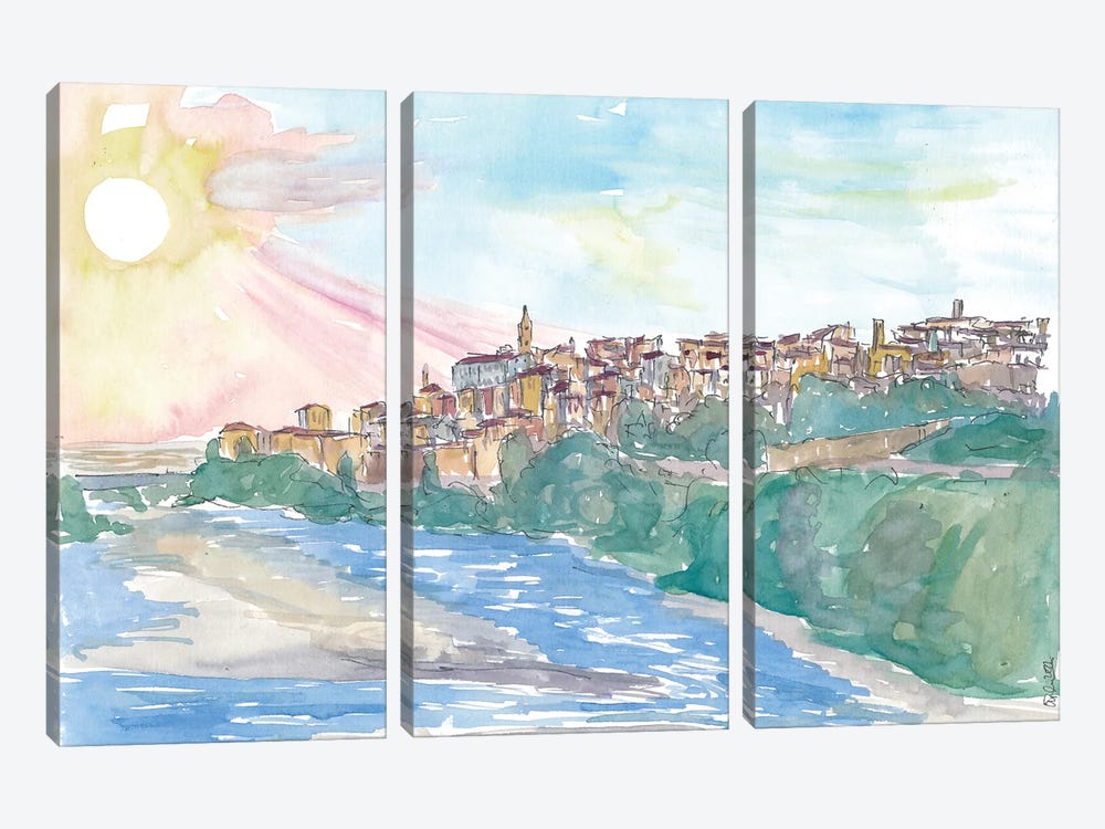 Ventimiglia Liguria Italy Panorama With Roia River by Markus & Martina Bleichner 3-piece Art Print