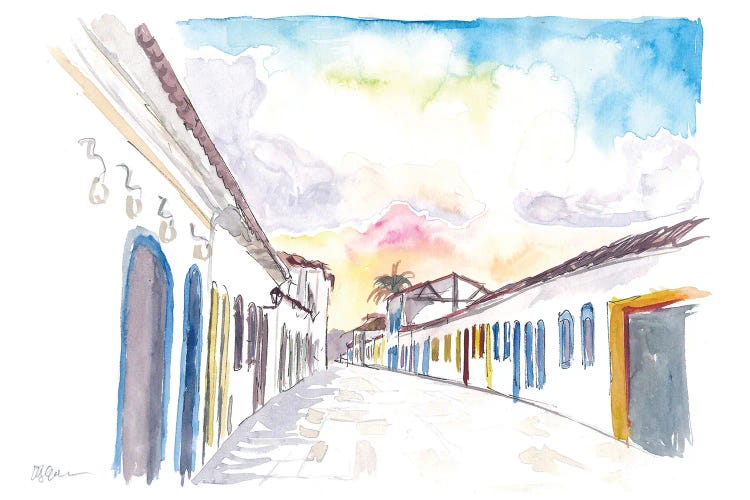 Paraty Brazil Old Town Street Scene On Costa Verde