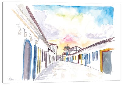 Paraty Brazil Old Town Street Scene On Costa Verde Canvas Art Print - Brazil Art