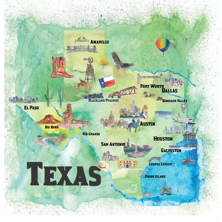 USA, Texas Travel Poster