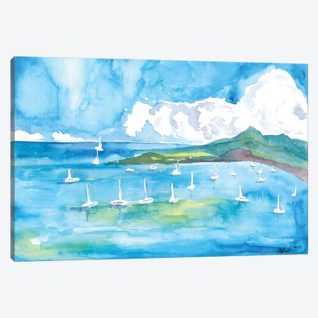 Yachts And Sailboats Anchored In A Caribbean Bay Canvas Print #MMB751} by Markus & Martina Bleichner Canvas Print