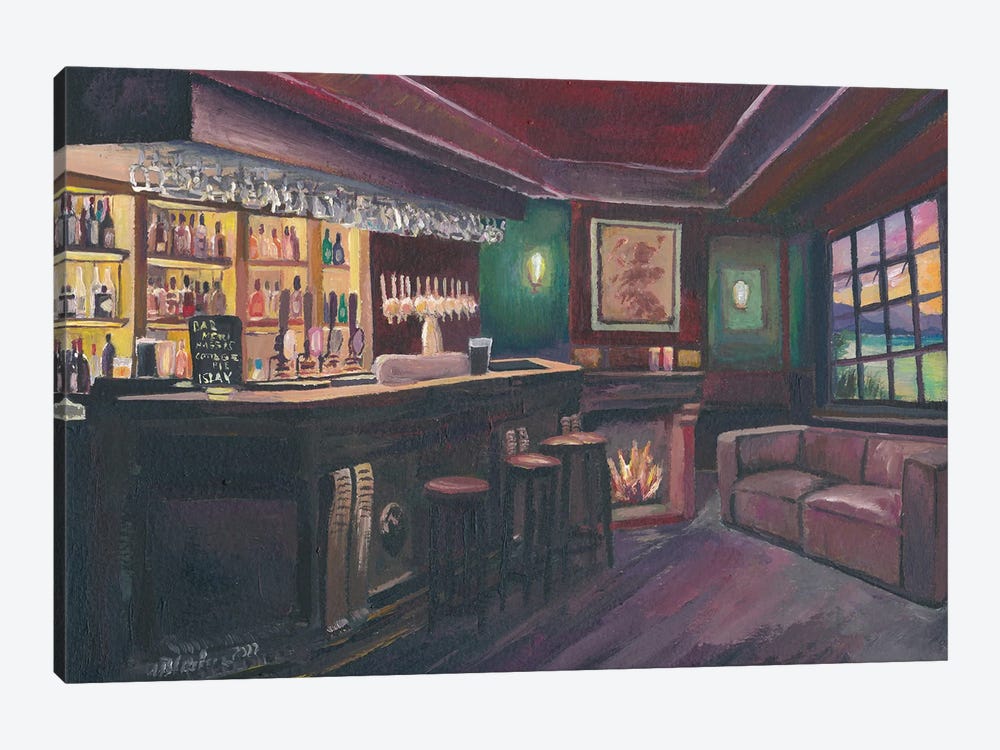 Pub Evening With Bar And Fireplace In Lonely Scottish Highlands by Markus & Martina Bleichner 1-piece Canvas Artwork