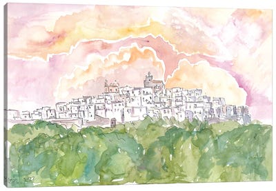 Cityview Of Historic Ostuni Apulia Italy Canvas Art Print