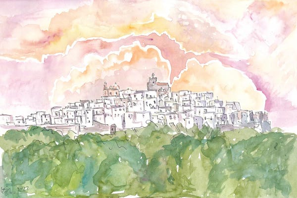 Apulia: Cityview Of Historic Ostuni Apulia Italy by Markus & Martina Bleichner