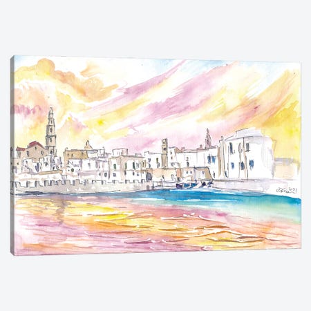 View Of Monopoli Italy With Old Port In Spectacular Sunlight Canvas Print #MMB759} by Markus & Martina Bleichner Art Print