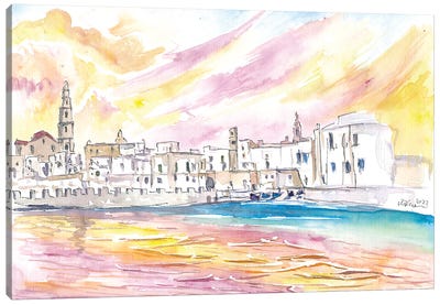 View Of Monopoli Italy With Old Port In Spectacular Sunlight Canvas Art Print