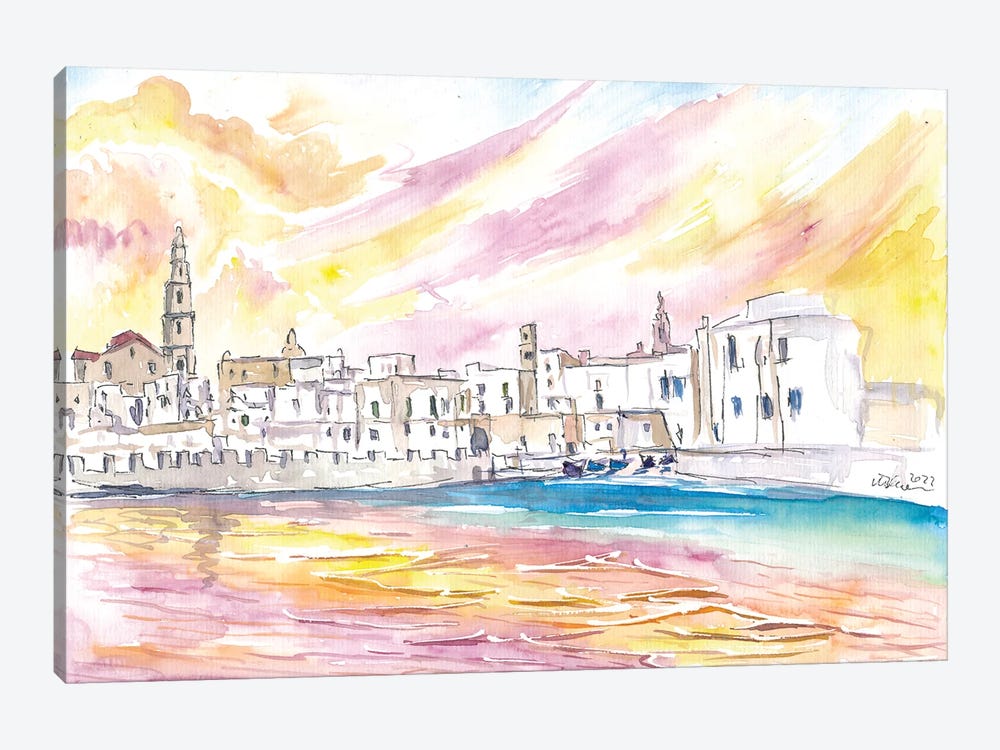 View Of Monopoli Italy With Old Port In Spectacular Sunlight by Markus & Martina Bleichner 1-piece Canvas Art