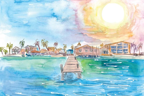 Belize: Welcoming Pier On Lonely Caribbean Island Of Belize by Markus & Martina Bleichner