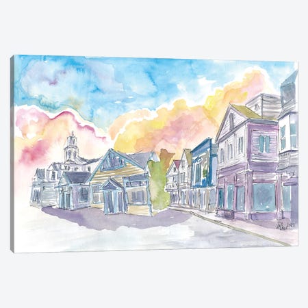 Colorful Main Street Scene With Historic Houses In Provincetown Massachusetts Canvas Print #MMB763} by Markus & Martina Bleichner Canvas Artwork