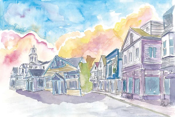 Markus & Martina Bleichner: Colorful Main Street Scene With Historic Houses In Provincetown Massachusetts by Markus & Martina Bleichner
