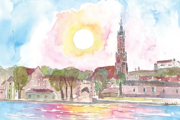 Caribbean: Landshut Bavaria Old Town Cityscape With St Martin Trausnitz And Isar River by Markus & Martina Bleichner