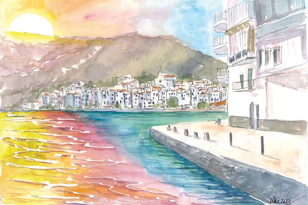 Markus & Martina Bleichner: Cadaques Catalonian Sunset With Bay On Costa Brava by Markus & Martina Bleichner