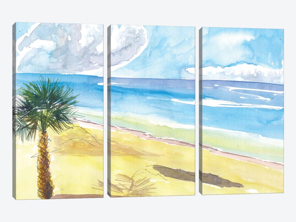 Eleuthera Bahamas Dream Beach Scene With Clouds by Markus & Martina Bleichner 3-piece Canvas Print