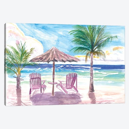 Welcoming Caribbean Colorful Beach Chairs Waiting For Sundown Canvas Print #MMB770} by Markus & Martina Bleichner Canvas Art Print