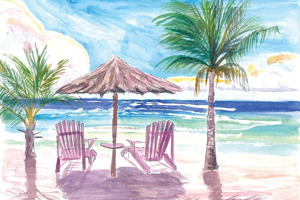 Caribbean: Welcoming Caribbean Colorful Beach Chairs Waiting For Sundown by Markus & Martina Bleichner