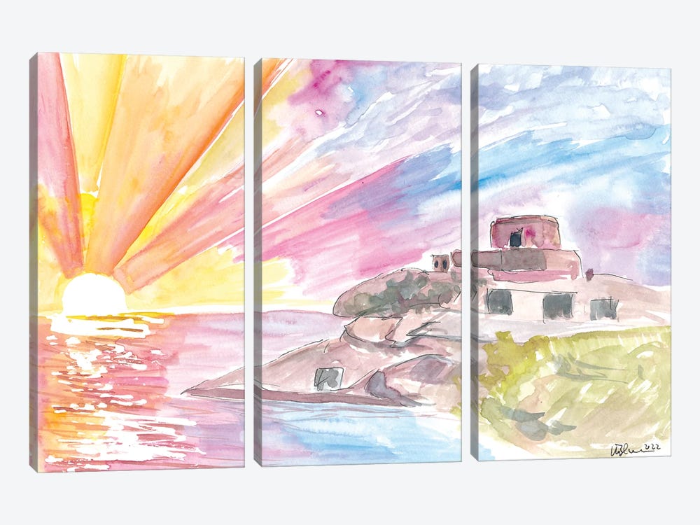 Sunset Dreams Of Tulum Mexico With Caribbean Views by Markus & Martina Bleichner 3-piece Canvas Wall Art