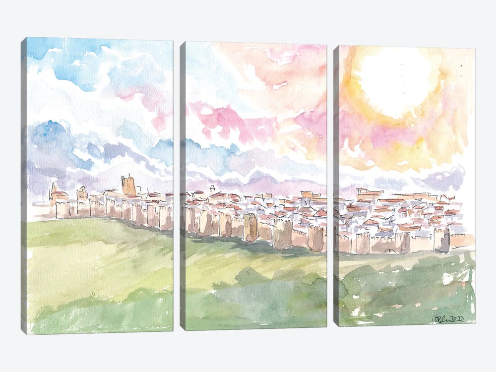 Avila Spain Cityview With Historic City Walls by Markus & Martina Bleichner 3-piece Canvas Art