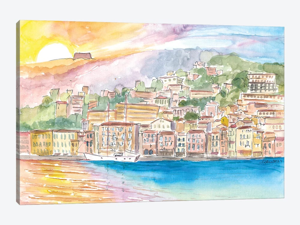 Villefranche-Sur-Mer Mediterranean Dreams On French Riviera by Markus & Martina Bleichner 1-piece Canvas Art Print