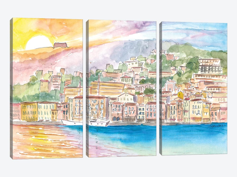 Villefranche-Sur-Mer Mediterranean Dreams On French Riviera by Markus & Martina Bleichner 3-piece Art Print