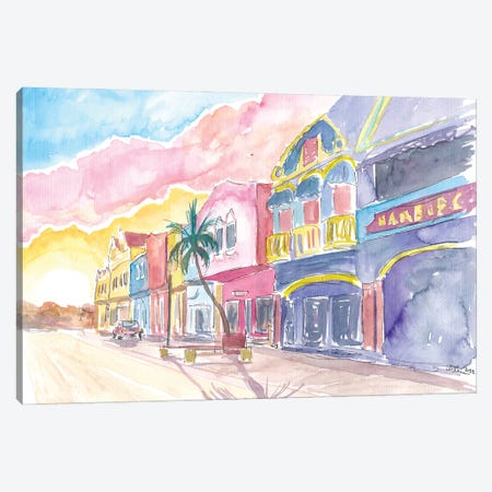 Kralendijk Bonaire Dutch Caribbean Colorful Street Scene Canvas Print #MMB784} by Markus & Martina Bleichner Art Print