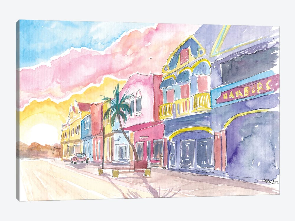 Kralendijk Bonaire Dutch Caribbean Colorful Street Scene by Markus & Martina Bleichner 1-piece Canvas Art