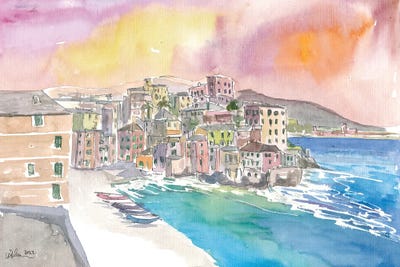 Boccadasse Little Italian Fishing Village In The City Of Genoa by Markus & Martina Bleichner acrylic art print