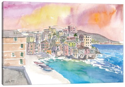 Boccadasse Little Italian Fishing Village In The City Of Genoa Canvas Art Print - Genoa