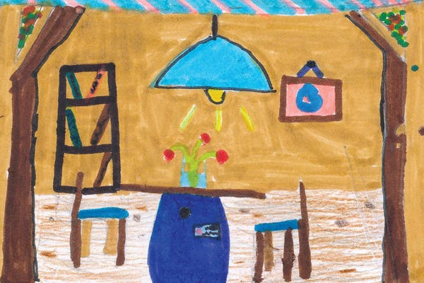 Living Room Still Life With Lamp And Table