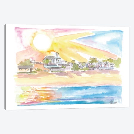 Cape Cod Coastal Beach House Scene At Sunset Canvas Print #MMB796} by Markus & Martina Bleichner Canvas Wall Art