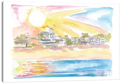 Cape Cod Coastal Beach House Scene At Sunset Canvas Art Print - Cape Cod