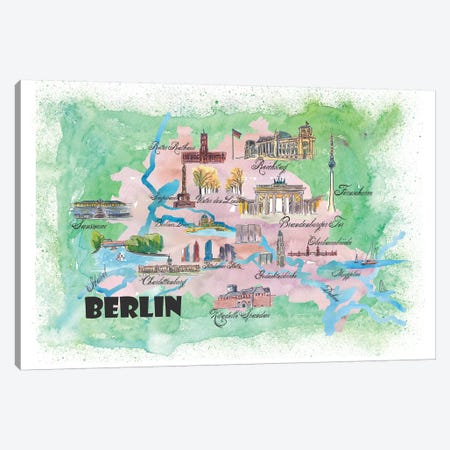Berlin, Germany Travel Poster Canvas Print #MMB7} by Markus & Martina Bleichner Canvas Art