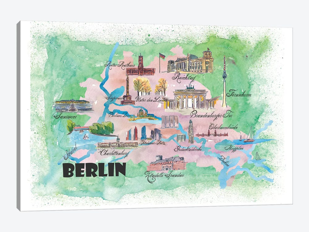 Berlin, Germany Travel Poster by Markus & Martina Bleichner 1-piece Canvas Art