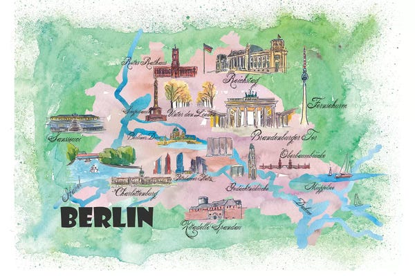 Kids Map Art: Berlin, Germany Travel Poster by Markus & Martina Bleichner