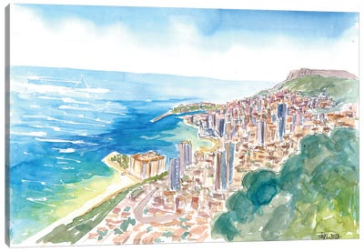 Monaco View From The Mountains With Skyline And Sea Canvas Art Print - Monaco