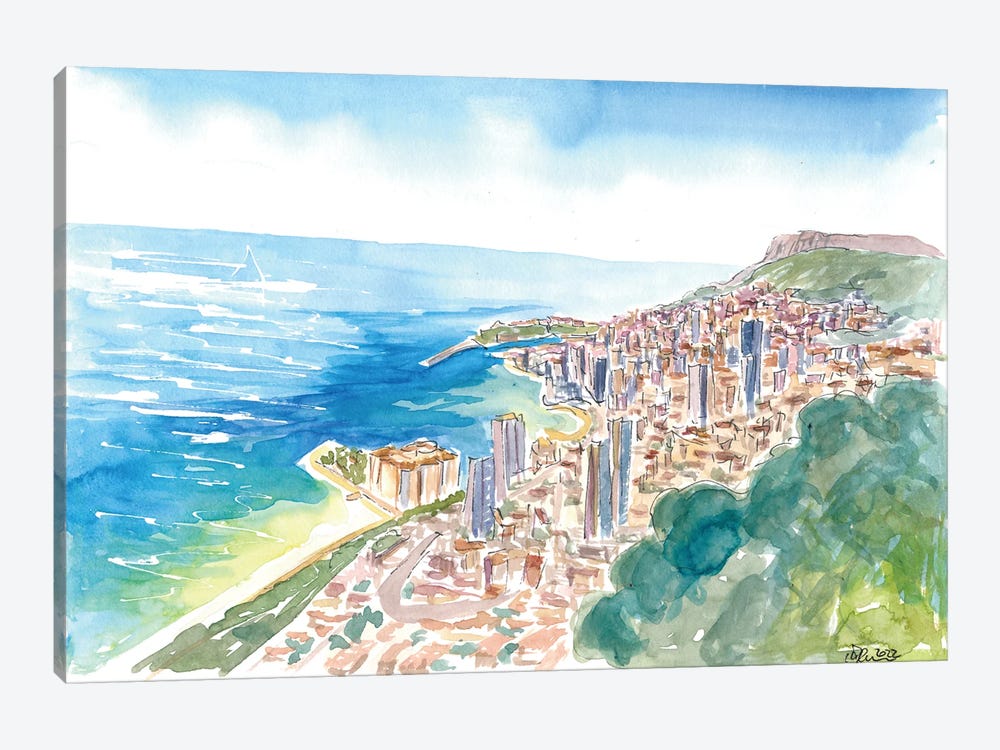 Monaco View From The Mountains With Skyline And Sea by Markus & Martina Bleichner 1-piece Canvas Wall Art